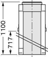 Rysunek techniczny cylindrycznego obiektu o wymiarach: wysokość 1100 mm oraz inna oznaczona długość 717 mm.