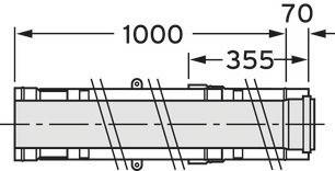Rysunek techniczny prostokątnego obiektu o całkowitej długości 1000, szerokości 355 i odstępie 70 między elementami.