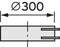 Diagram cylindrycznego obiektu o średnicy 300 mm, z strzałkami wskazującymi wymiary oraz dwoma przyłączami po prawej stronie.
