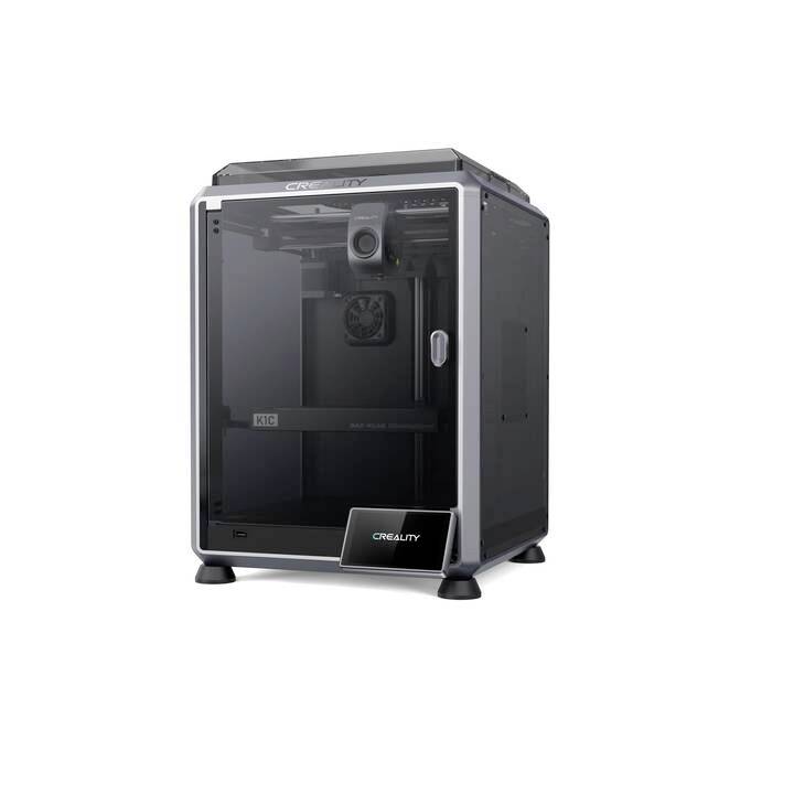 Drukarka 3D Creality w czarnej obudowie, model K1 Max.