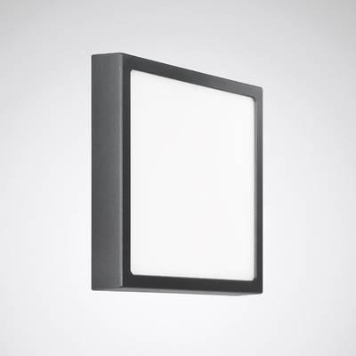 Czarna kwadratowa lampa ścienna z białym polem świetlnym, odpowiednia do nowoczesnego oświetlenia wewnętrznego lub zewnętrznego.