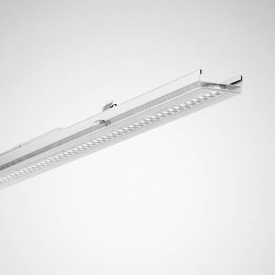 Zamontowana na suficie nowoczesna liniowa lampa LED o prostym, minimalistycznym designie, równomiernie rozpraszająca światło.