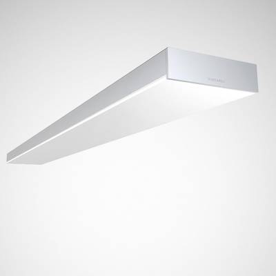 Biała, prostokątna lampa sufitowa LED o nowoczesnym designie, odpowiednia do biur lub pomieszczeń mieszkalnych.