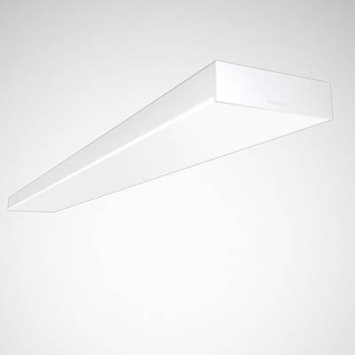 Biały, prostokątny LED-owy reflektor sufitowy, stanowiący nowoczesne rozwiązanie oświetleniowe, jest przedstawiony z perspektywy bocznej.