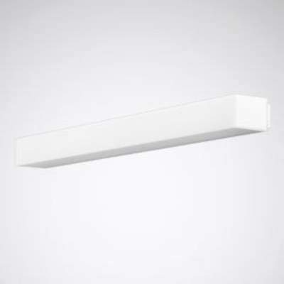 Biała, prostokątna lampa sufitowa na szarym tle. Nowoczesny i minimalistyczny design, idealny do wnętrz.