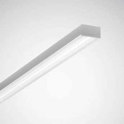 Minimalistyczna, podłużna lampa LED wisząca o nowoczesnym designie, zawieszona poziomo na suficie, która jasno świeci.