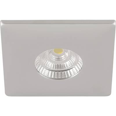 Rysunek techniczny kwadratowego reflektora LED z wymiarami. Widok z góry, z boku i z przodu. Wymiary w milimetrach.