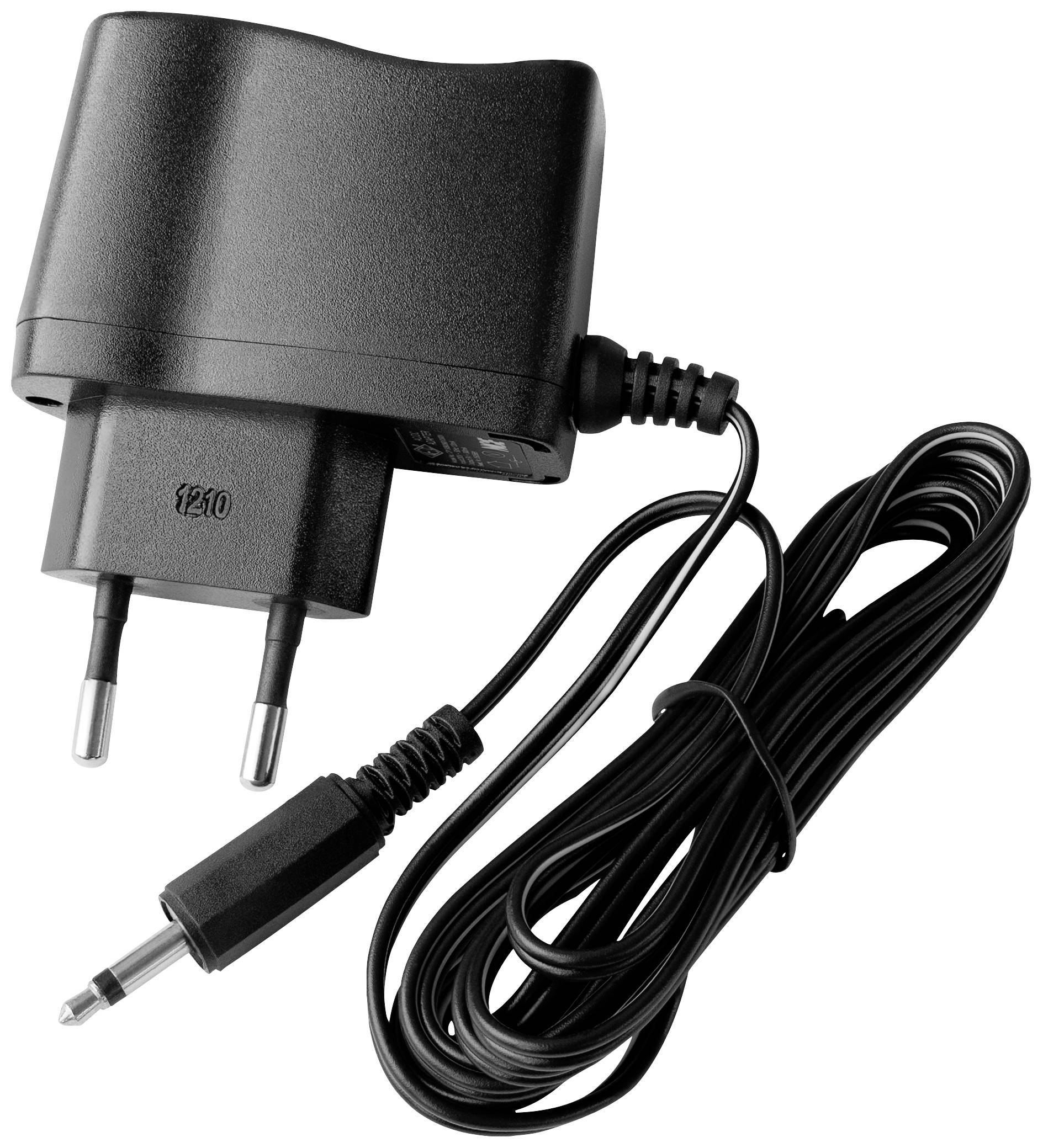 Czarna ładowarka sieciowa z wtyczką europejską i długim przewodem.