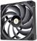 Czarny wentylator komputerowy z wieloma zakrzywionymi łopatkami, centralnym logo marki i kwadratową ramką, przeznaczony do chłodzenia podzespołów komputerowych.
