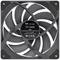 Czarny wentylator komputerowy marki Thermaltake o oznaczeniu produktu TT-1425. 12V, 0,70A, wyprodukowany w Chinach.