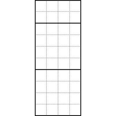 Diagram siatki podzielony na trzy sekcje; każda sekcja składa się z pięciu wierszy i czterech kolumn rozdzielonych liniami przerywanymi.