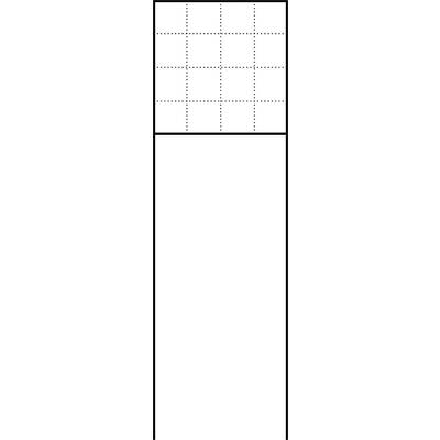 Prosta siatka 4x4 kwadratów na dużym białym prostokącie, prawdopodobnie przeznaczona do umieszczania tekstu lub grafik.