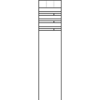 Diagram z pięcioma poziomymi liniami równomiernie rozłożonymi. Górna linia posiada oznaczenia. Brak obiektów lub liczb.