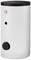 Biały cylindryczny podgrzewacz wody z wyświetlaczem ciśnienia, wskaźnikiem temperatury i przyłączami.