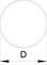 Diagram koła z literą D poniżej. D oznacza średnicę koła, która jest oznaczona podwójną strzałką.