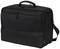 Czarna, prostokątna torba na laptopa z uchwytem do ręki i paskiem na ramię. Widoczne są dwie duże kieszenie zamykane na zamki błyskawiczne.
