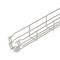 Metalowy kanał kablowy w kolorze srebrnym, przeznaczony do prowadzenia i organizacji przewodów w instalacjach informatycznych lub biurowych. O prostokątnym kształcie.