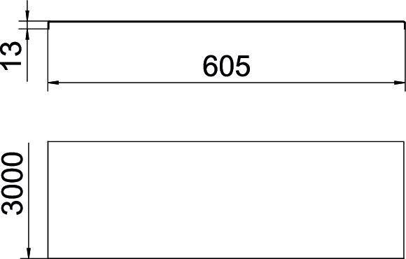 Rysunek techniczny prostokąta o wymiarach: długość 605, szerokość 3000 i wysokość 13.