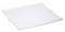 Biała, prostokątna, płaska taca z tworzywa sztucznego z podwyższonymi brzegami.