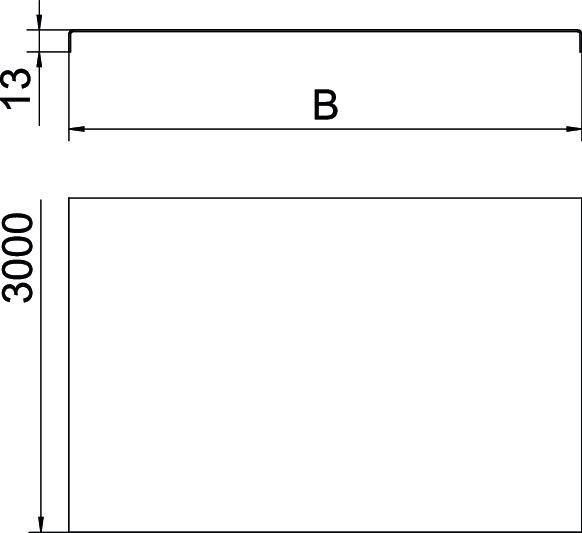 Diagram prostokąta o wymiarach 13x3000. U góry szerokość oznaczona jest literą 'B'.