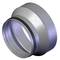 Srebrny adapter metalowy o dużej średnicy z czarnym pierścieniem uszczelniającym, prawdopodobnie przeznaczony do przemysłowych rur lub maszyn.