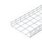 Płaski, metalowy regał siatkowy z drutu do zarządzania kablami lub przechowywania, składający się z kilku prostokątnych segmentów.