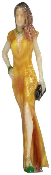 НІЧ H0 Дама в намальованій жовтій сукні стоїть