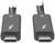 Dwa kable Thunderbolt USB-C z uszkodzonymi, wyglądającymi na złamane końcówkami.