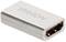 Srebrny adapter łączący HDMI firmy Lindy. Adapter służy do łączenia kabli HDMI w celu przedłużenia zasięgu sygnału.