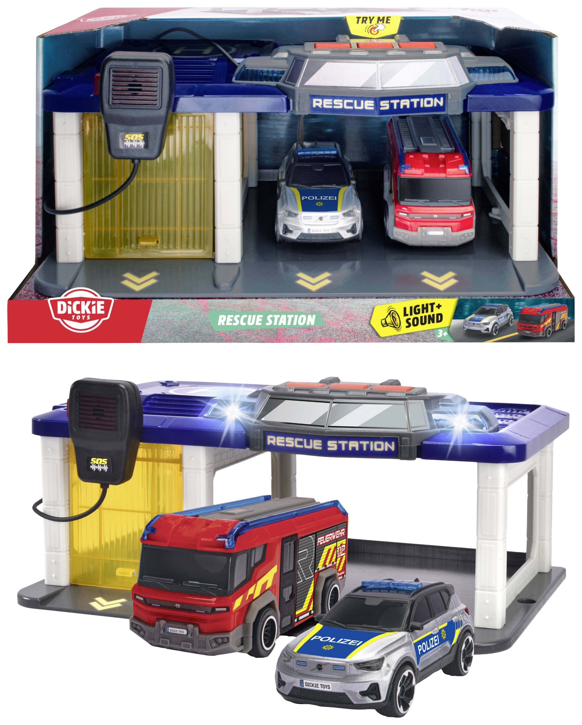 Модель аварійного автомобіля Dickie Toys, готова модель рятувальної станції