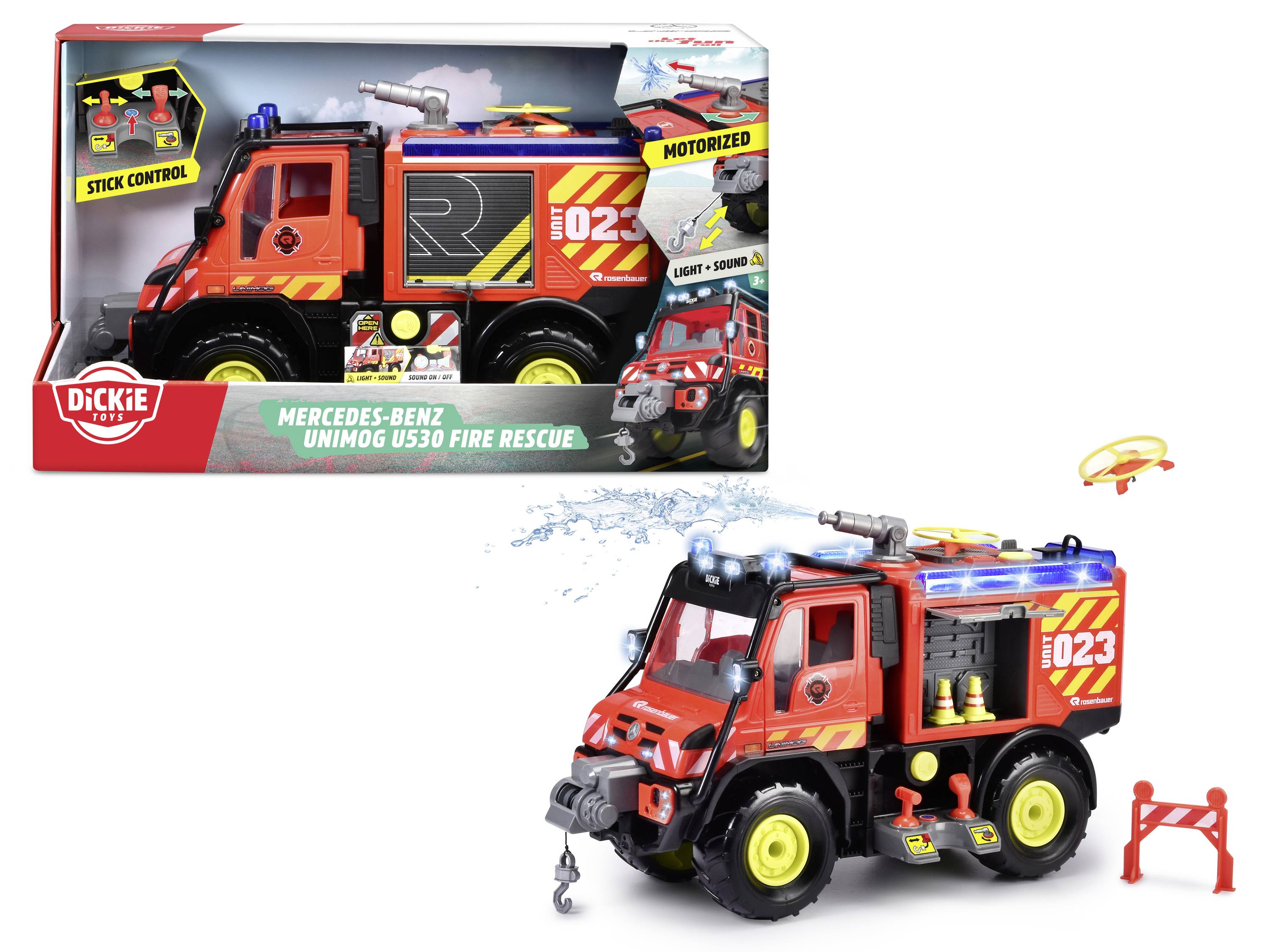 Модель автомобіля екстреної допомоги Dickie Toys Mercedes Benz Пожежна служба Unimog U530 Готова модель моделі автомобіля екстрено