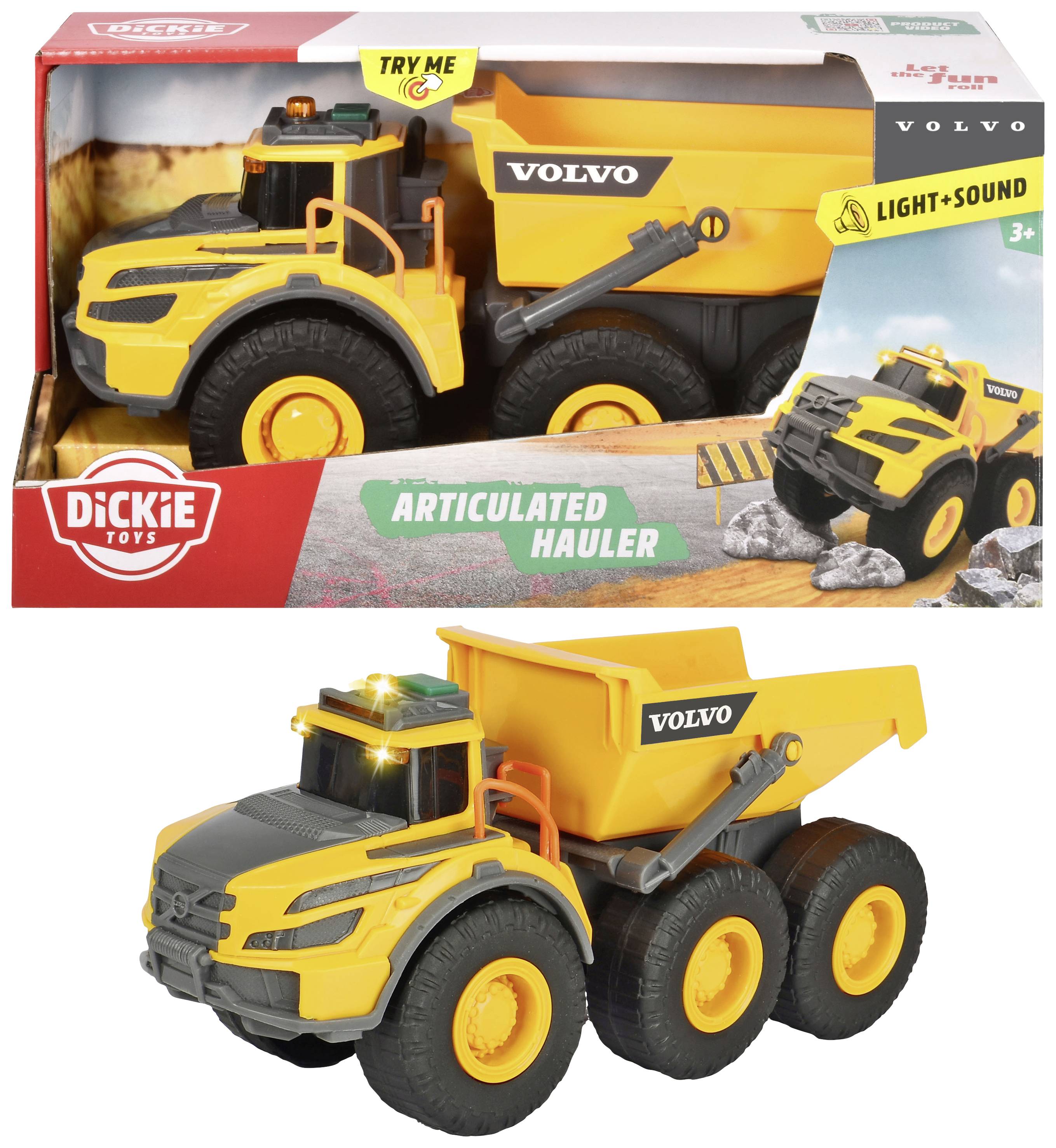 Модель будівельної машини Volvo від Dickie Toys, зчленовані самоскиди, готова модель будівельної машини