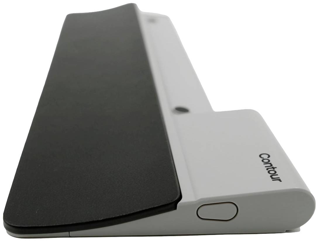 Ergonomiczny osprzęt klawiatury z podparciem pod nadgarstki i klawiszami funkcyjnymi do wygodnej pracy przy komputerze.