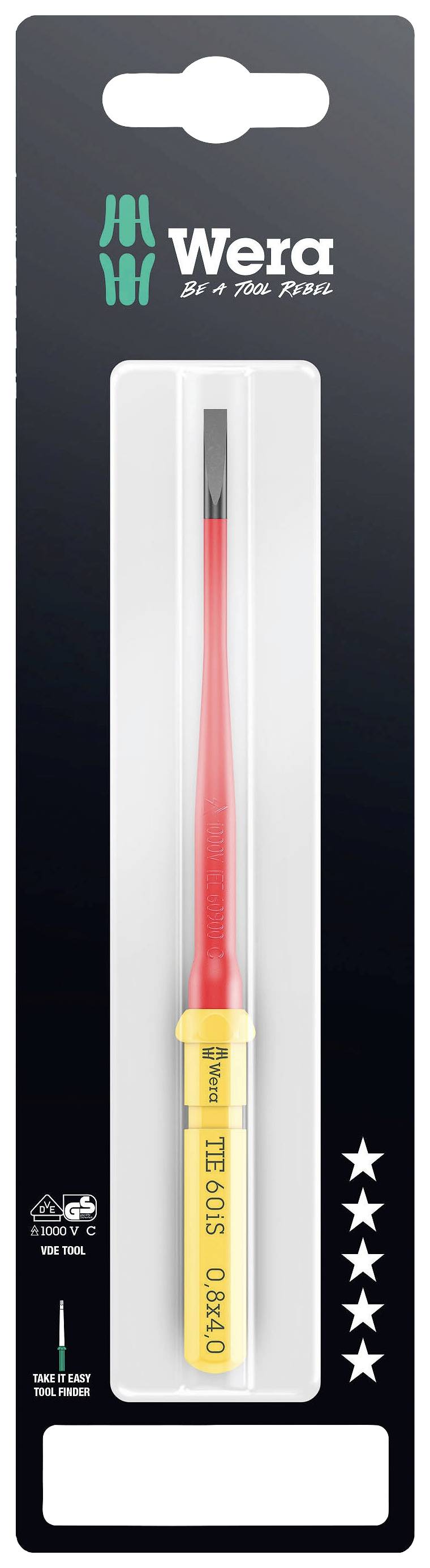 Викрутка Wera Kraftform Kompakt VDE 60 iS 0.8x4.0x157 мм TIE SB 05006557001 зі змінними бітами, плоска, 4.0 мм