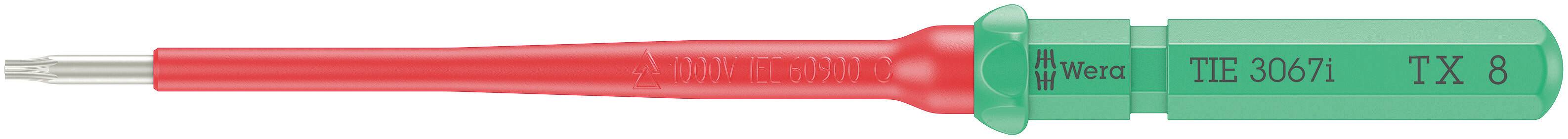 Czerwony śrubokręt z zielonym uchwytem; napis: 'TR 36/1 TX 8'.