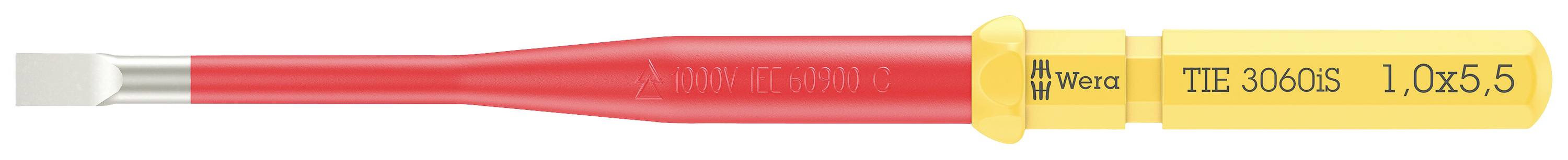 Czerwono-żółty śrubokręt z napisem 'Wera 1,0x5,5'.