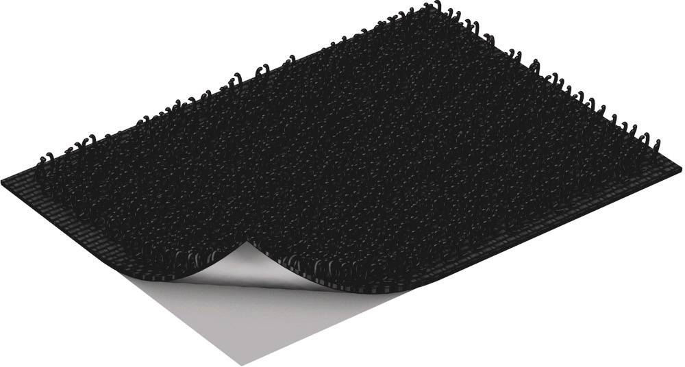 Czarny rzep z haczykiem. Kwadratowy, lekko wygięty. Ilustruje strukturę materiału do celów mocowania.