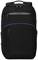 Czarny plecak z niebieskimi akcentami, z wieloma kieszeniami na zamek błyskawiczny, logo 'Targus' na górze. Idealny do przewożenia laptopów i podczas podróży.