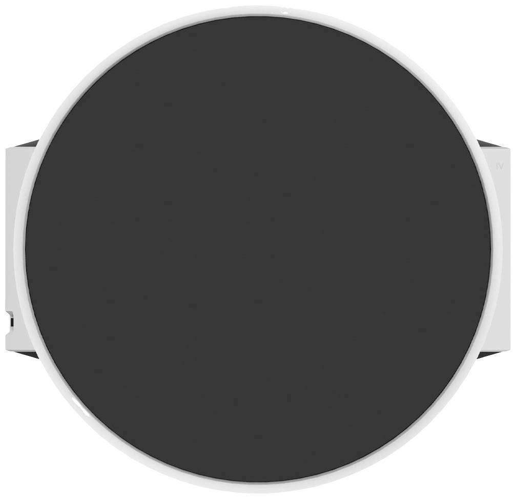 Czarna okrągła płaszczyzna z białą krawędzią, widok z góry. Brak dodatkowych szczegółów lub wzorów.