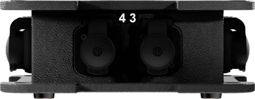 Czarna poczwórna wtyczka z pokrywkami, oznaczona numerem '43', umieszczona na strukturowanej powierzchni.