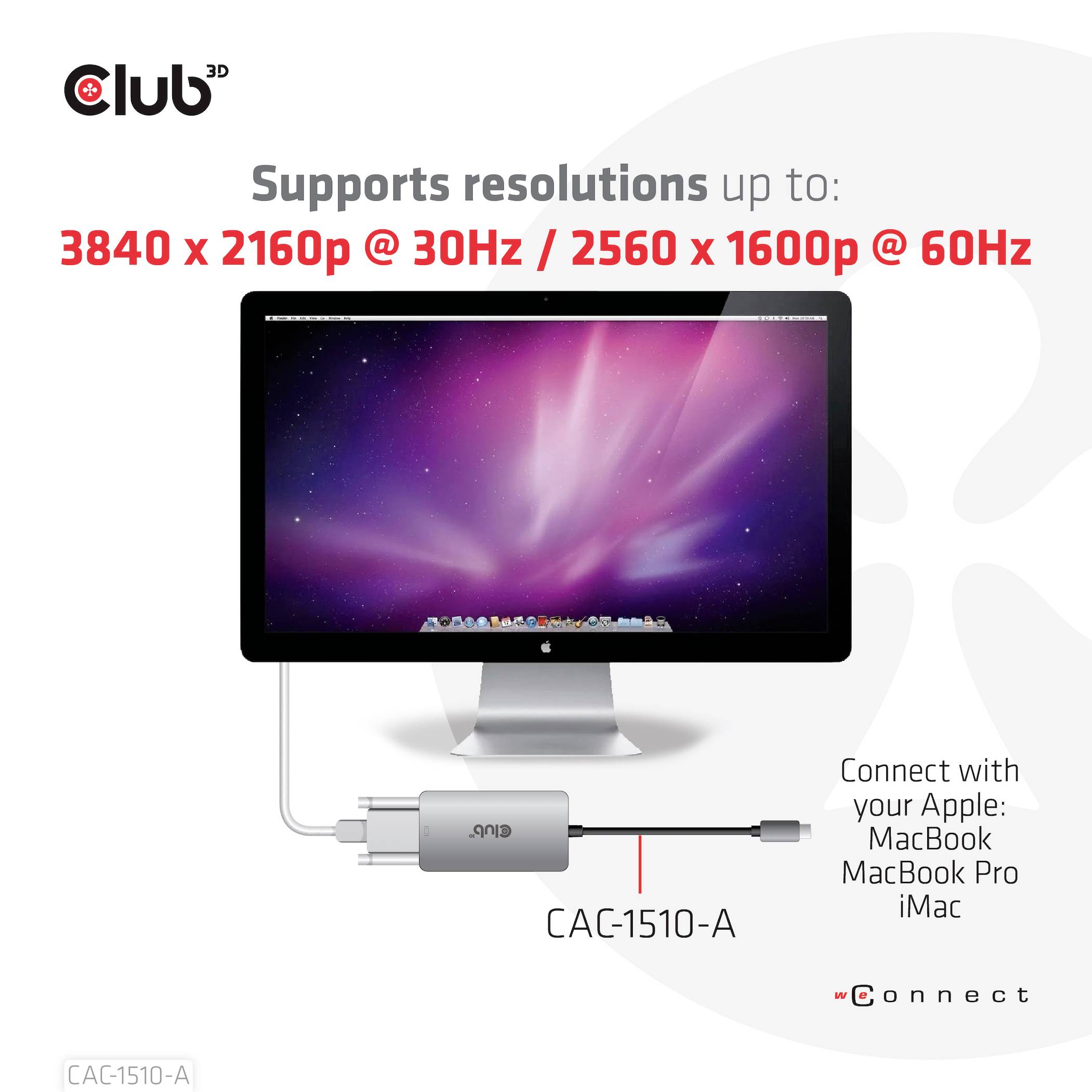 Adapter łączy MacBooka, MacBooka Pro lub iMaca z monitorem. Obsługuje rozdzielczości do 3840 x 2160p @ 30Hz.