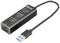 Koncentrator USB 3.0 z czterema złączami, trzema portami USB i jednym portem Ethernet. Wszystkie porty USB obsługują transmisję danych z prędkością 5 Gb/s.