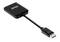 Czarny adapter z wtyczką DisplayPort i złączem HDMI. Odpowiedni do podłączania komputerów z monitorami.