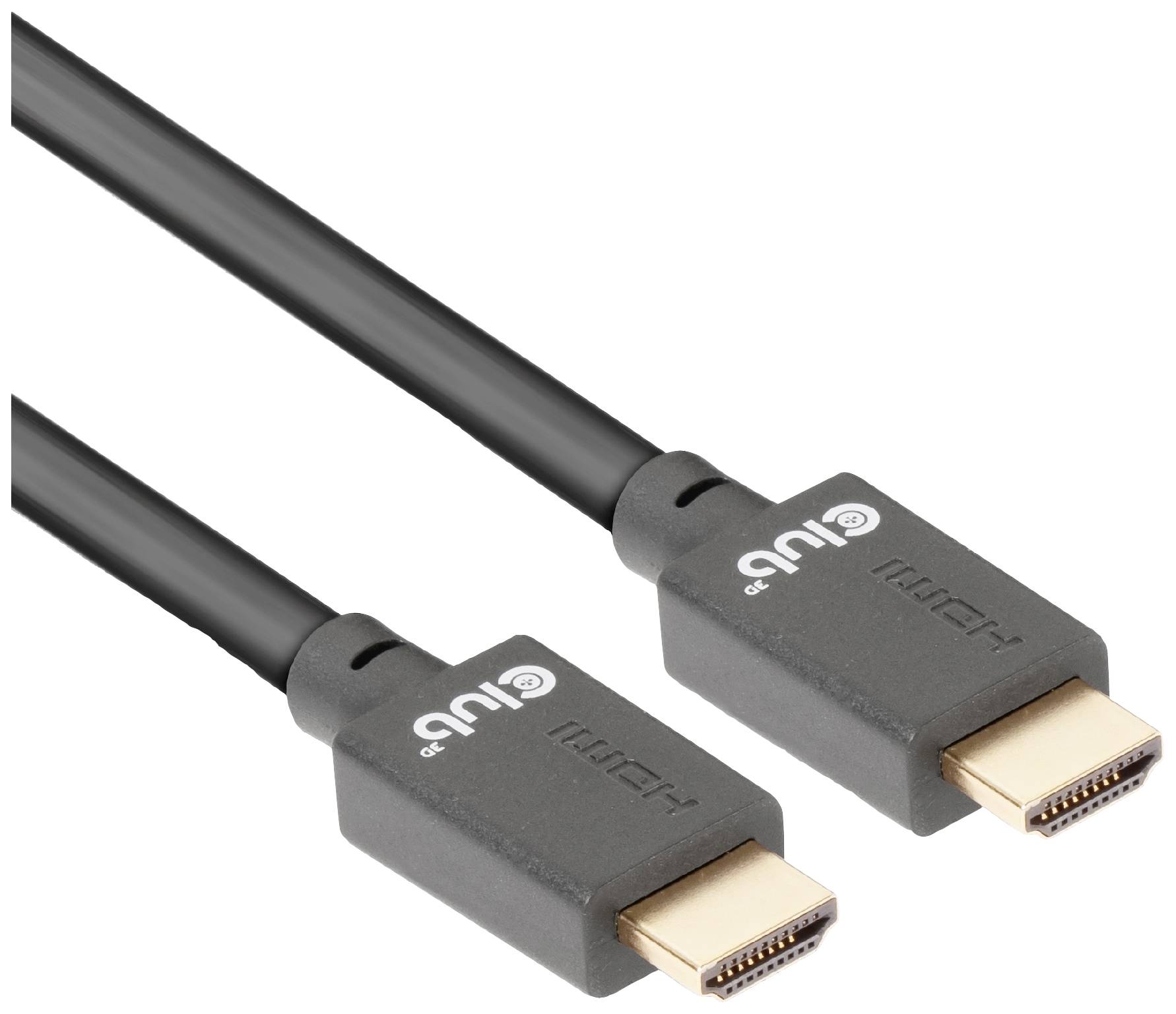 Dwa czarne kable HDMI ze złotymi wtyczkami leżą obok siebie.