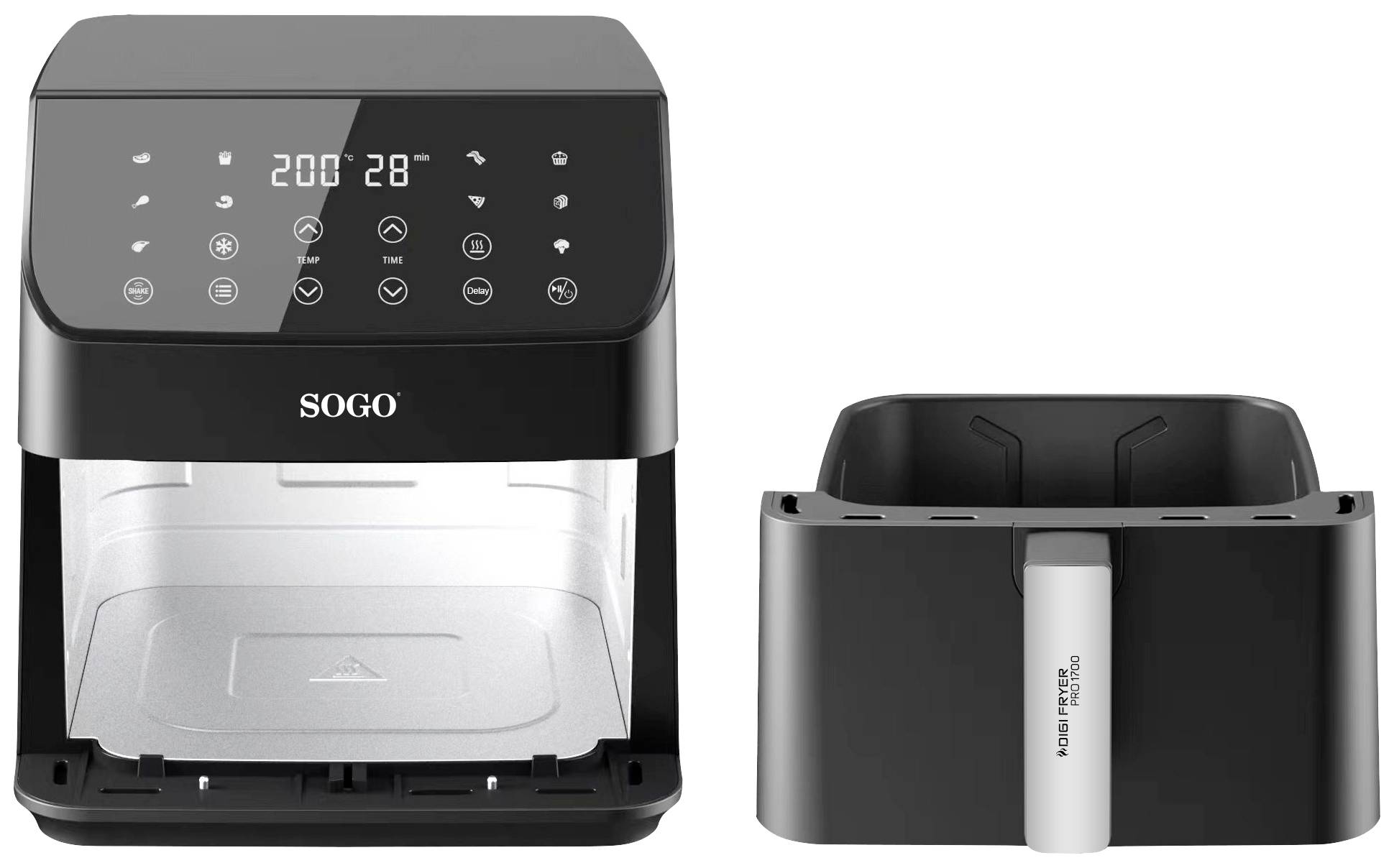 Фритюрниця SOGO Human Technology FRE-SS-10890, 6 л, 1700 Вт, захист від перегріву, з функцією таймера, з дисплеєм, антипригарне по