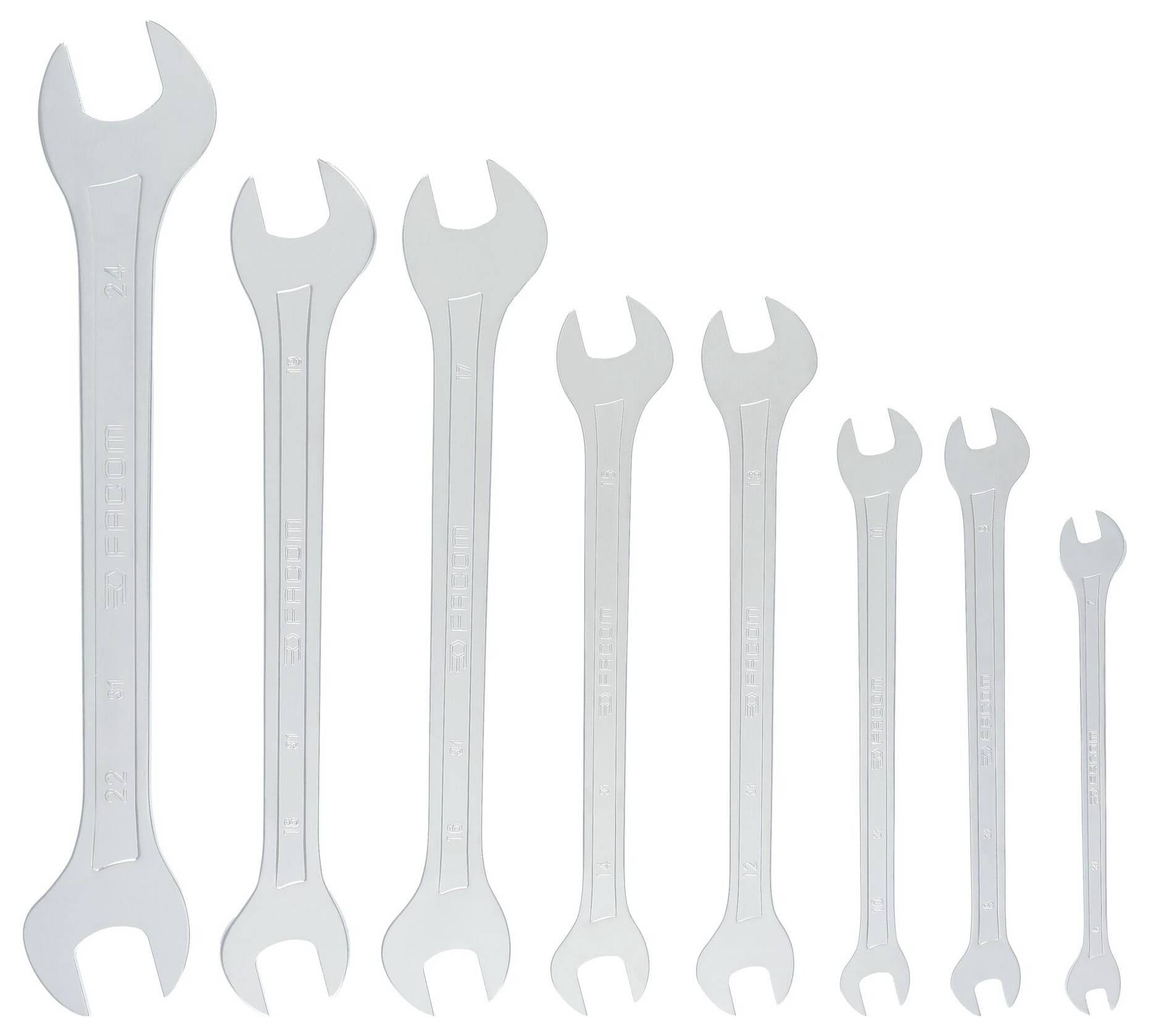 Набір подвійних ріжкових ключів Facom 31.JE8T, 8 предм. Розмір ключа (метрична система) (лише для назви) 6 - 24 мм
