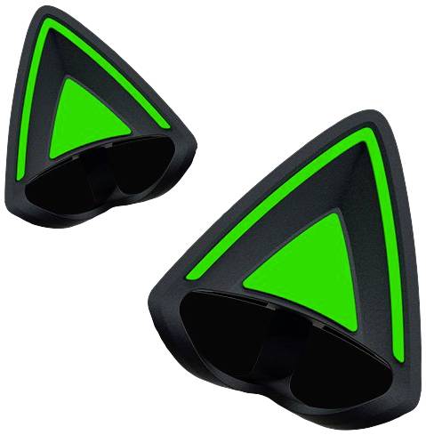 Dwa trójkątne obiekty w czarno-zielonym kolorze o futurystycznym designie, różniące się wielkością.