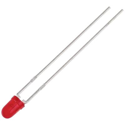 Czerwona dioda LED z dwoma długimi nogami przewodowymi, stosowana w obwodach elektronicznych.