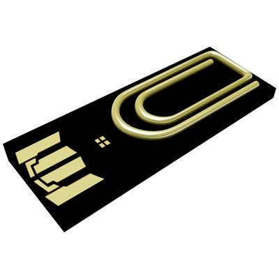 Urządzenie USB w kształcie wtyczki z nadrukowanym symbolem spinacza, symbolizujące pamięć cyfrową lub transfer plików.