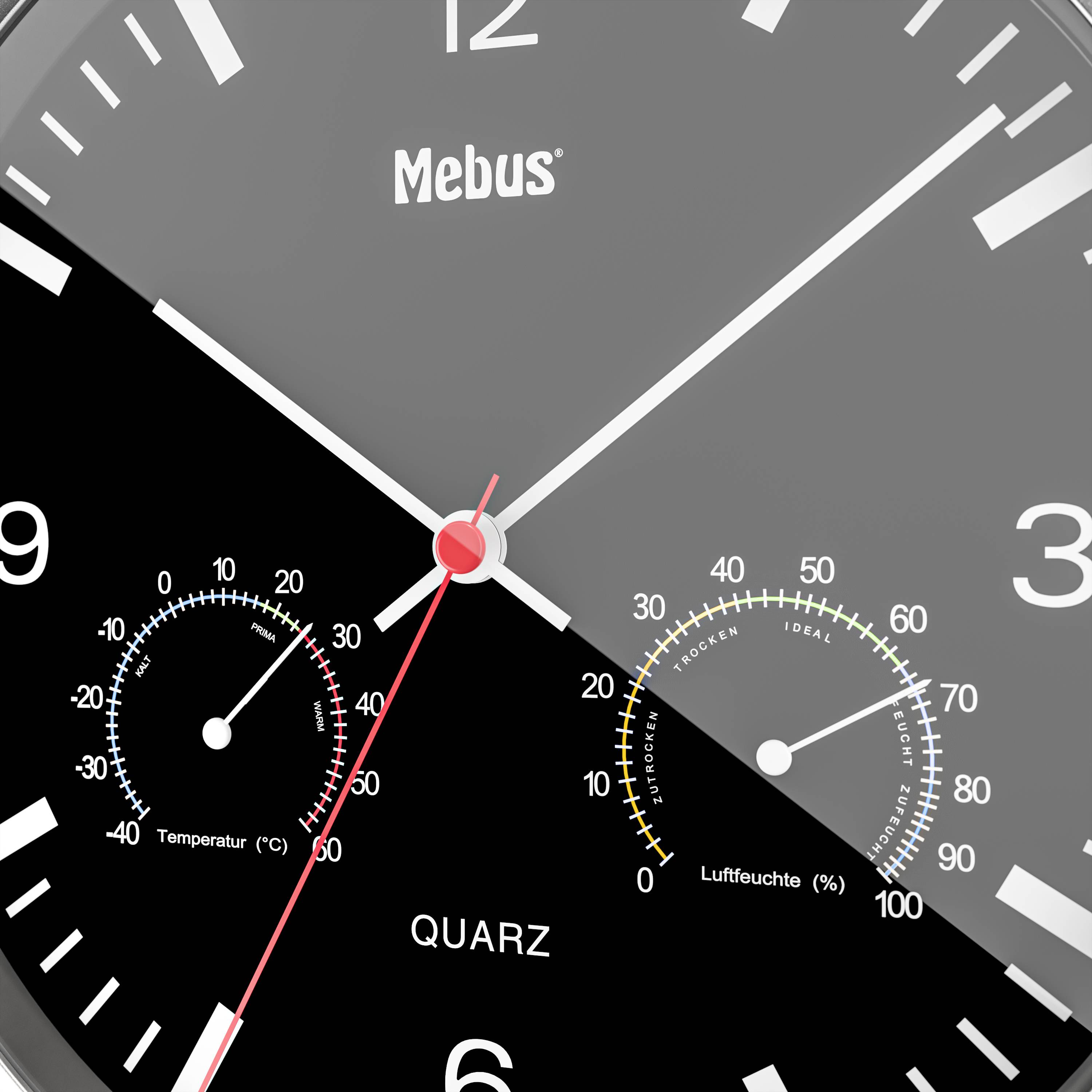 Настінний кварцовий годинник Mebus 56731, 25 см x 4 см, сріблястий